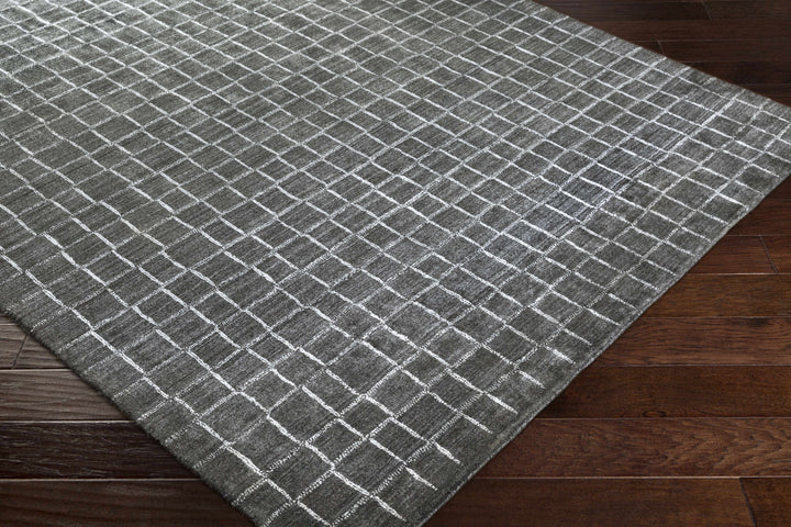 Kenesaw Modern Geometrical Charcoal Hand Knotted Area Rug
