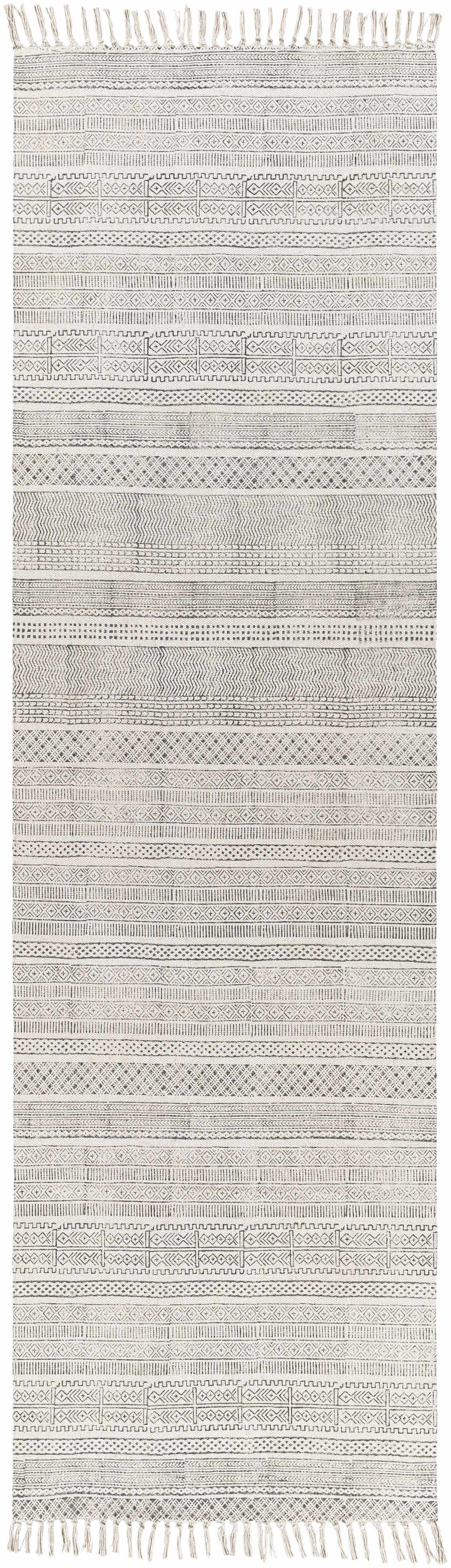 Kentville Modern Stripes Ivory And Charcoal Hand Woven Area Rug