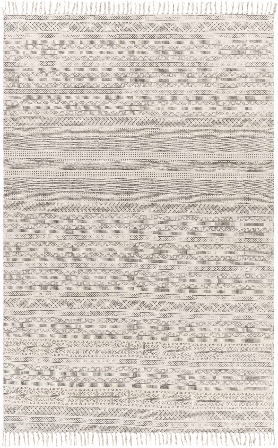 Kentville Modern Stripes Ivory And Charcoal Hand Woven Area Rug