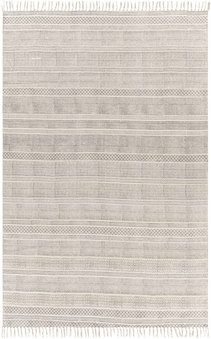 Kentville Modern Stripes Ivory And Charcoal Hand Woven Area Rug