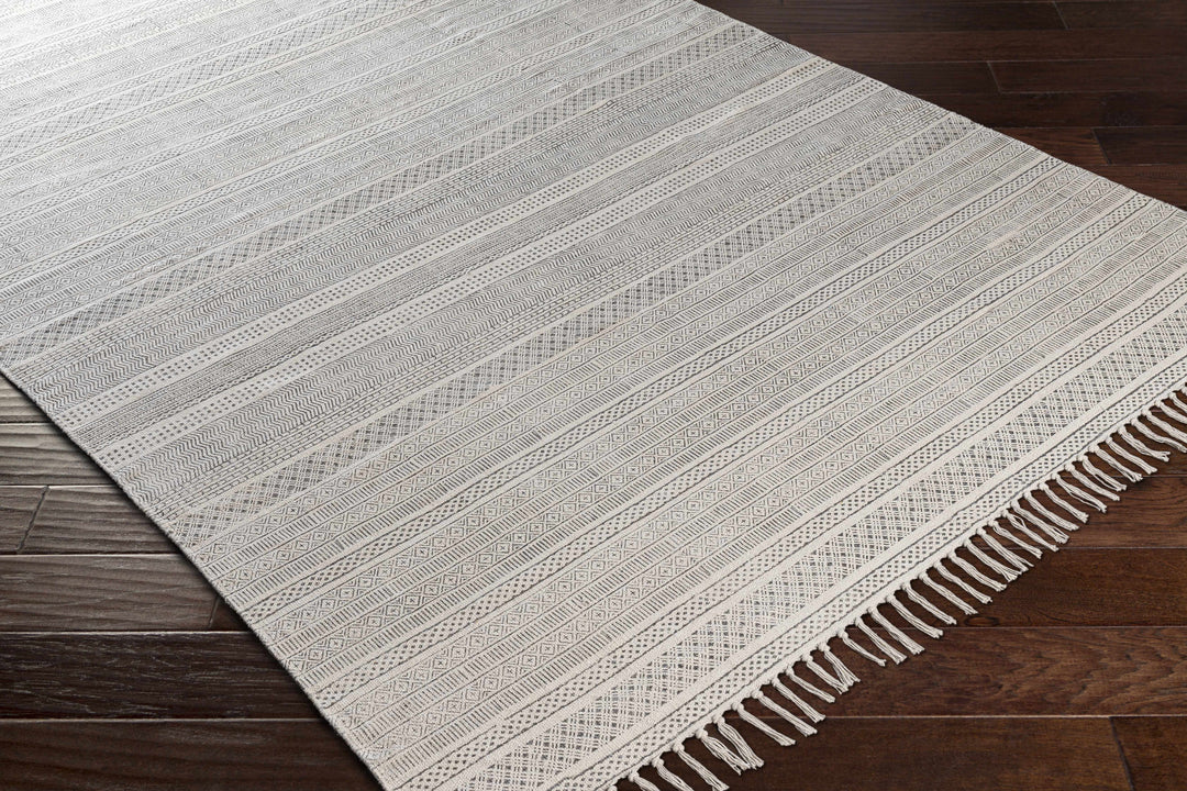 Kentville Modern Stripes Ivory And Charcoal Hand Woven Area Rug