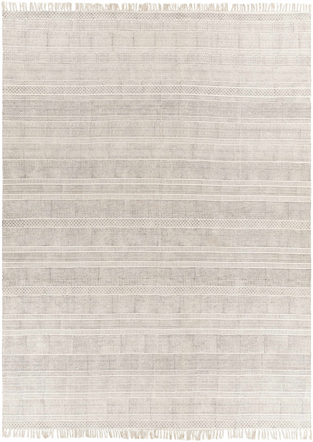 Kentville Modern Stripes Ivory And Charcoal Hand Woven Area Rug