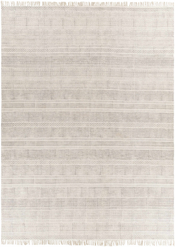 Kentville Modern Stripes Ivory And Charcoal Hand Woven Area Rug