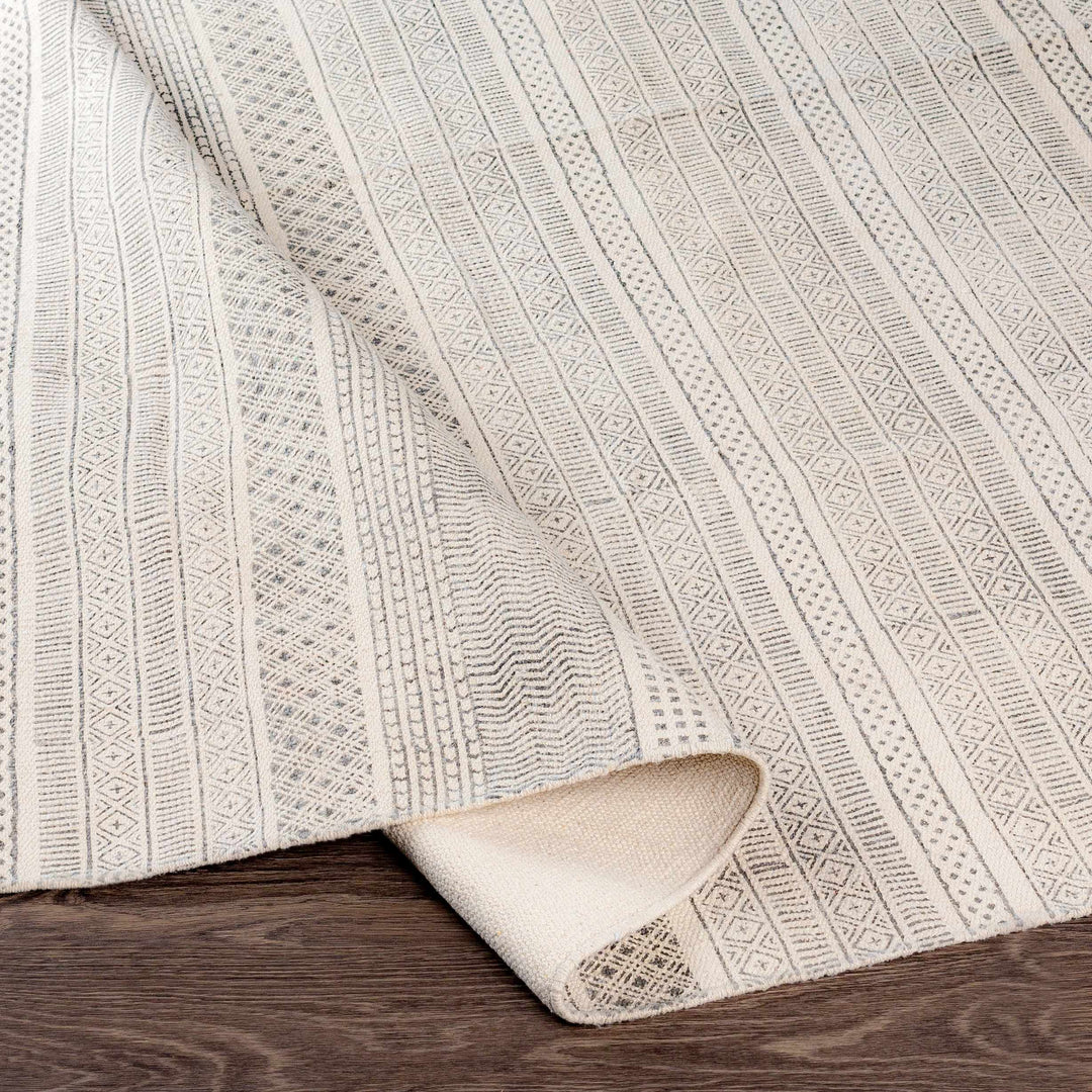 Kentville Modern Stripes Ivory And Charcoal Hand Woven Area Rug