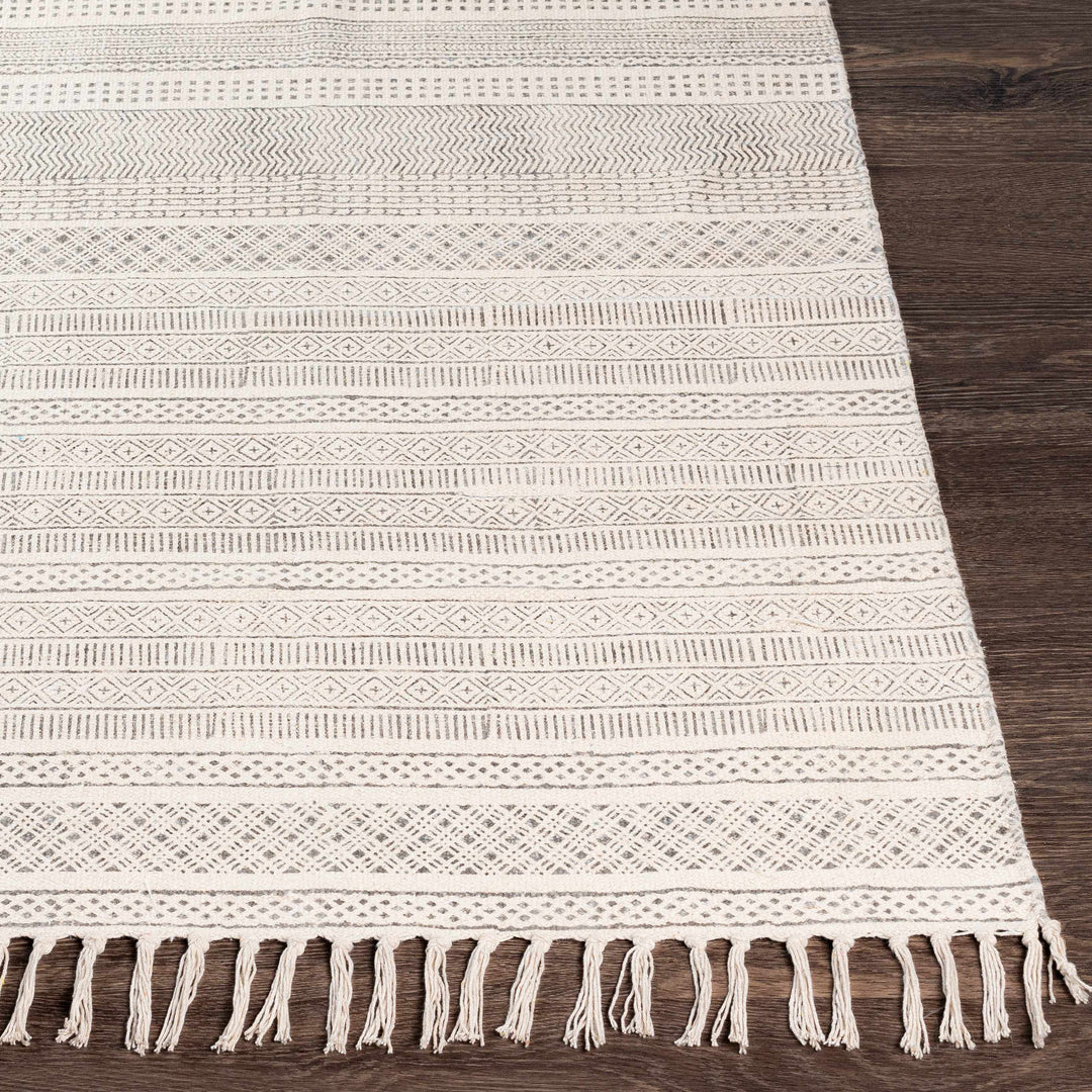 Kentville Modern Stripes Ivory And Charcoal Hand Woven Area Rug