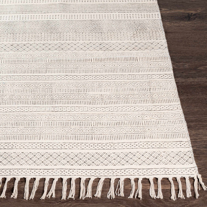 Kentville Modern Stripes Ivory And Charcoal Hand Woven Area Rug