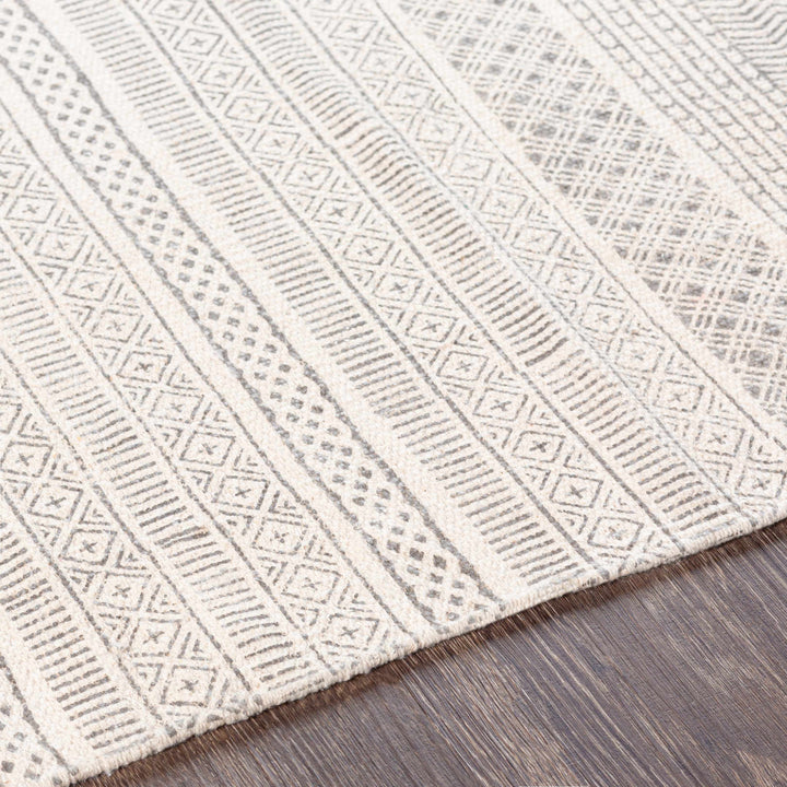 Kentville Modern Stripes Ivory And Charcoal Hand Woven Area Rug