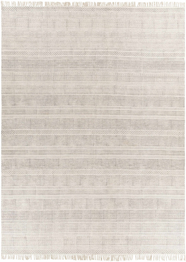 Kentville Modern Stripes Ivory And Charcoal Hand Woven Area Rug - The Rug Decor