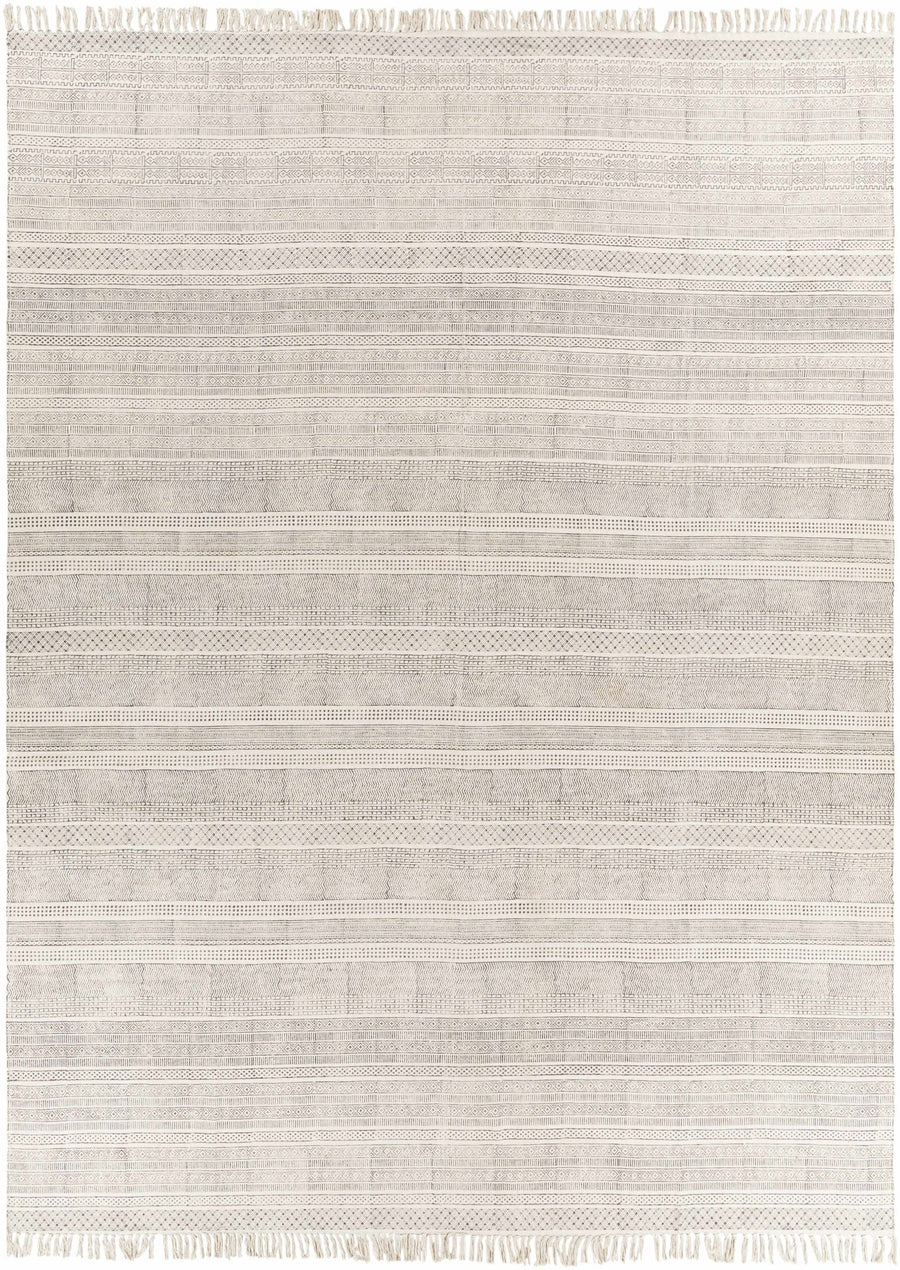 Kentville Modern Stripes Ivory And Charcoal Hand Woven Area Rug - The Rug Decor