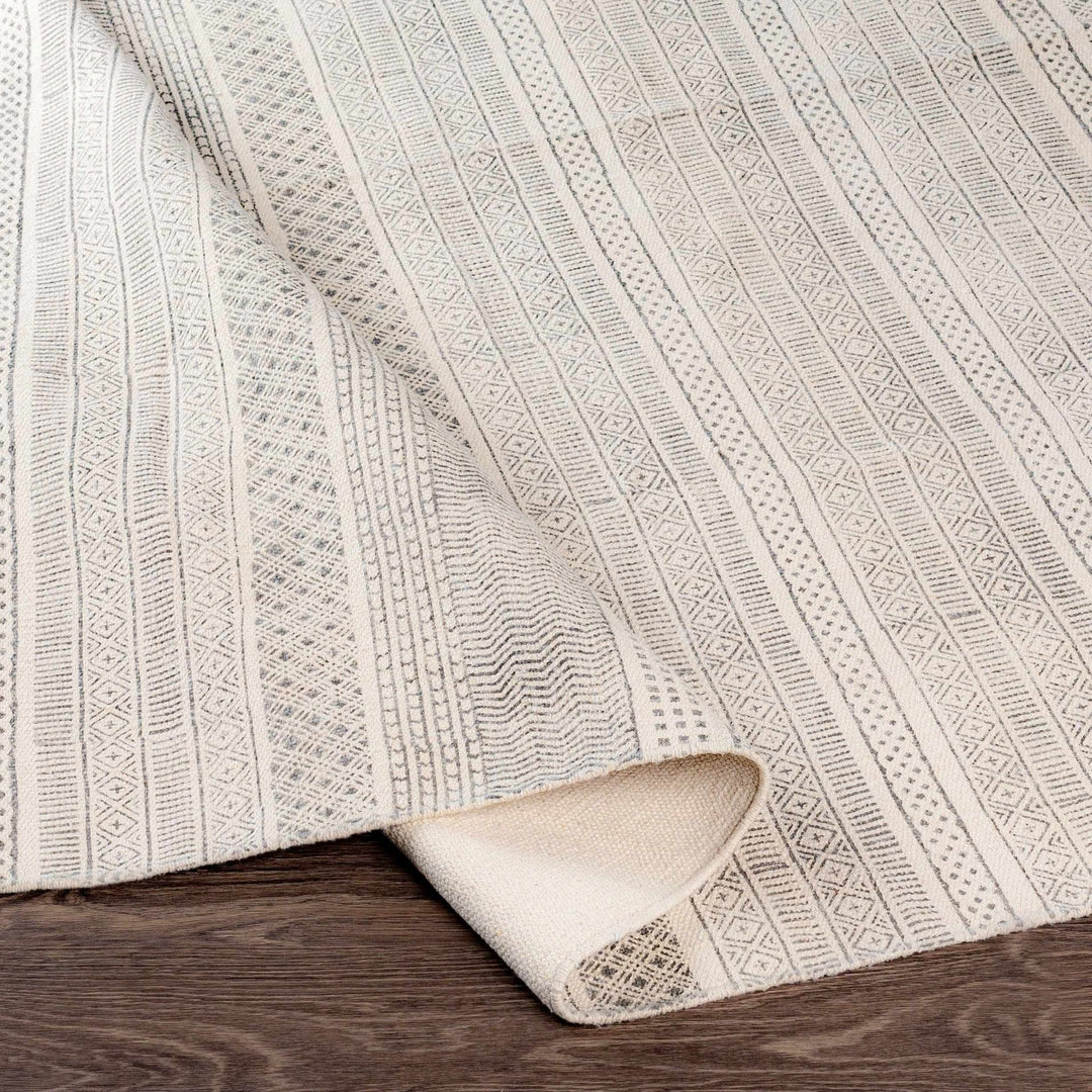 Kentville Modern Stripes Ivory And Charcoal Hand Woven Area Rug - The Rug Decor