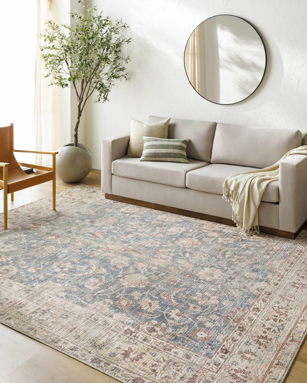 Keona Traditional Blue And Beige Machine Woven Area Rug - The Rug Decor