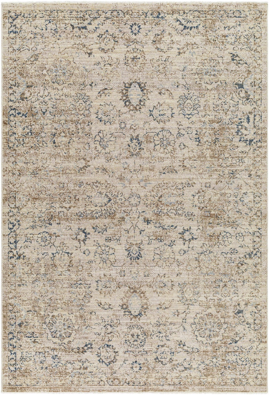 Keran Traditional Beige And Blue Area Rug - The Rug Decor