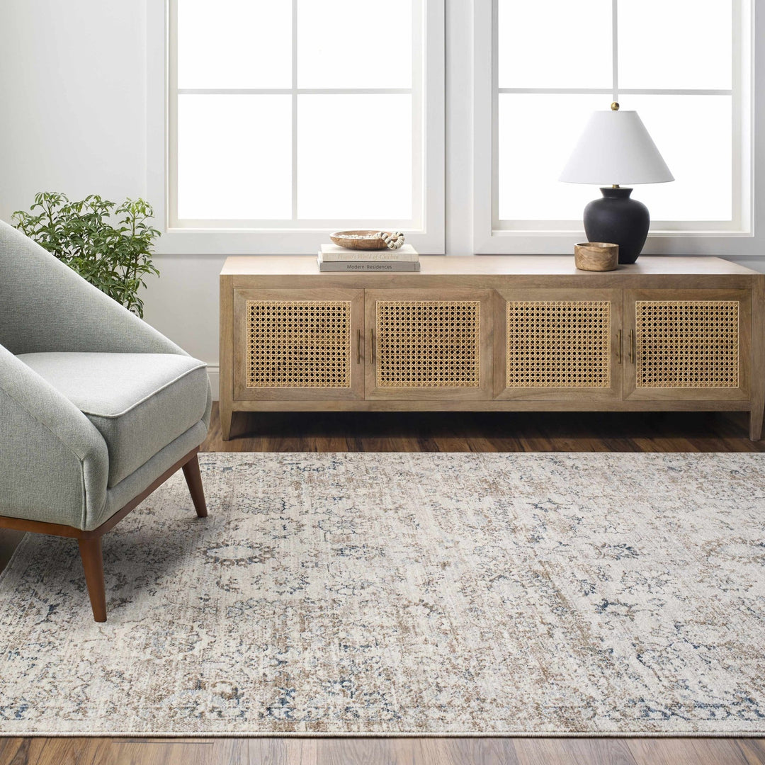 Keran Traditional Beige And Blue Area Rug - The Rug Decor