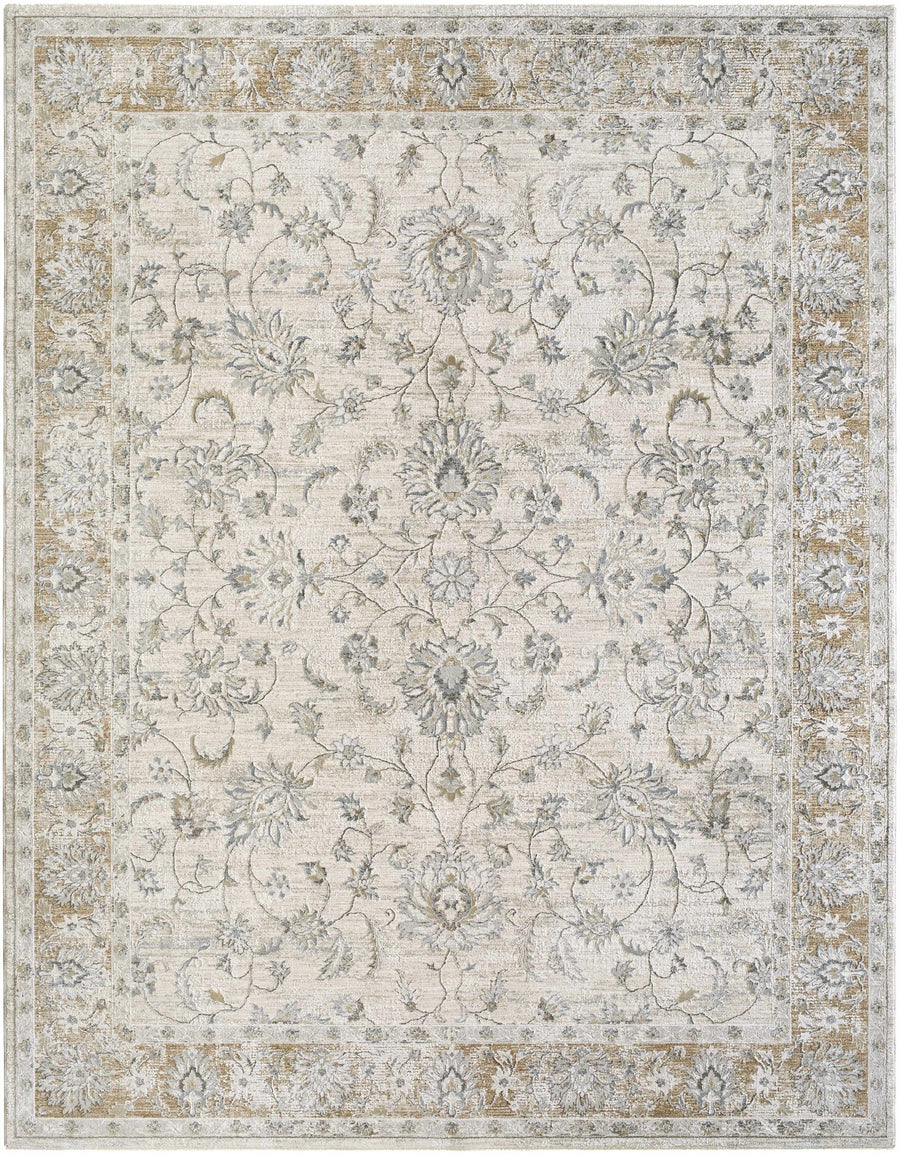 Kerem Traditional Floral Design Cream And Gray Area Rug - The Rug Decor