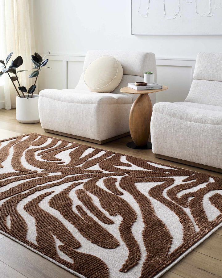 Keto Brown Contemporary Style Washable Area Rug - The Rug Decor
