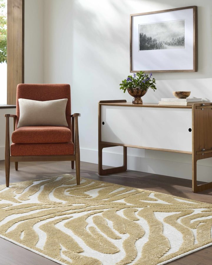 Keto Contemporary Beige And White Washable Area Rug - The Rug Decor