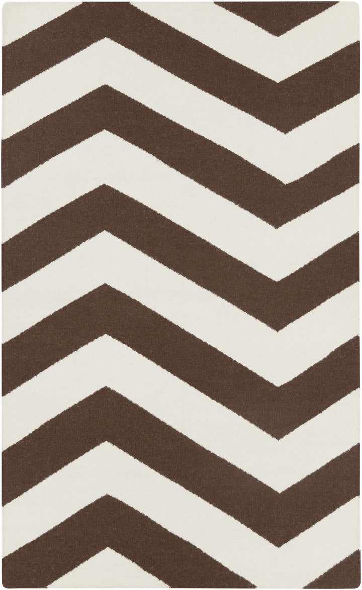 Kevil Contemporary Style Brown And Ivory Hand Woven Wool Area Rug