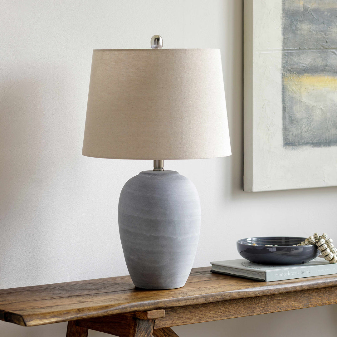 Khoi Gray Ceramic Table Lamp | Contemporary Accent Lighting
