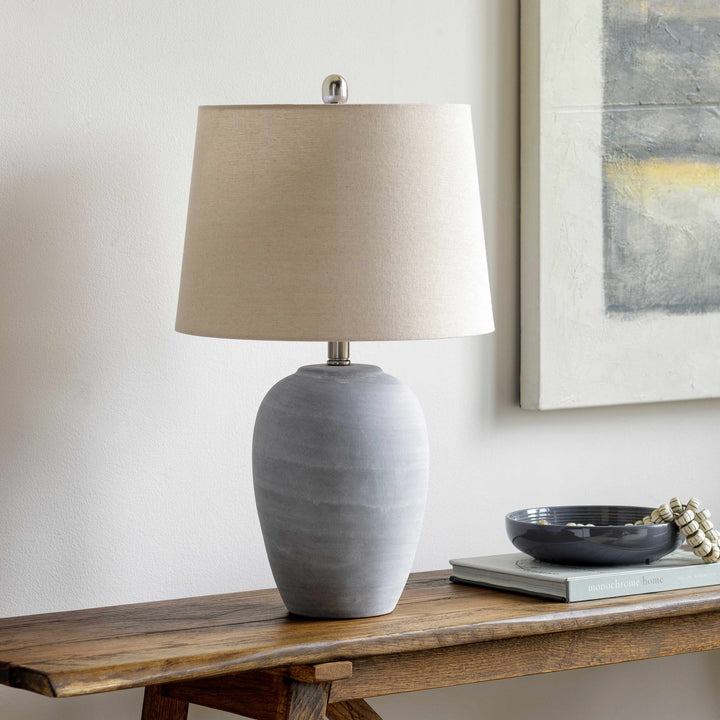 Khoi Gray Ceramic Table Lamp | Contemporary Accent Lighting