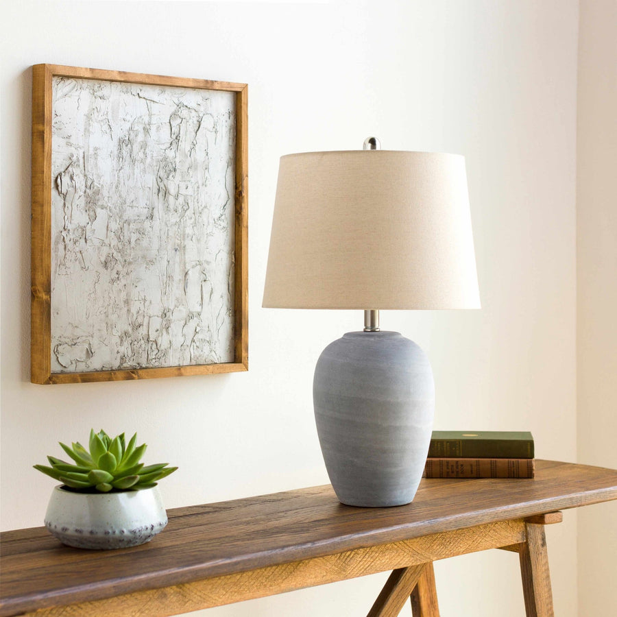 Khoi Gray Ceramic Table Lamp | Contemporary Accent Lighting - The Rug Decor