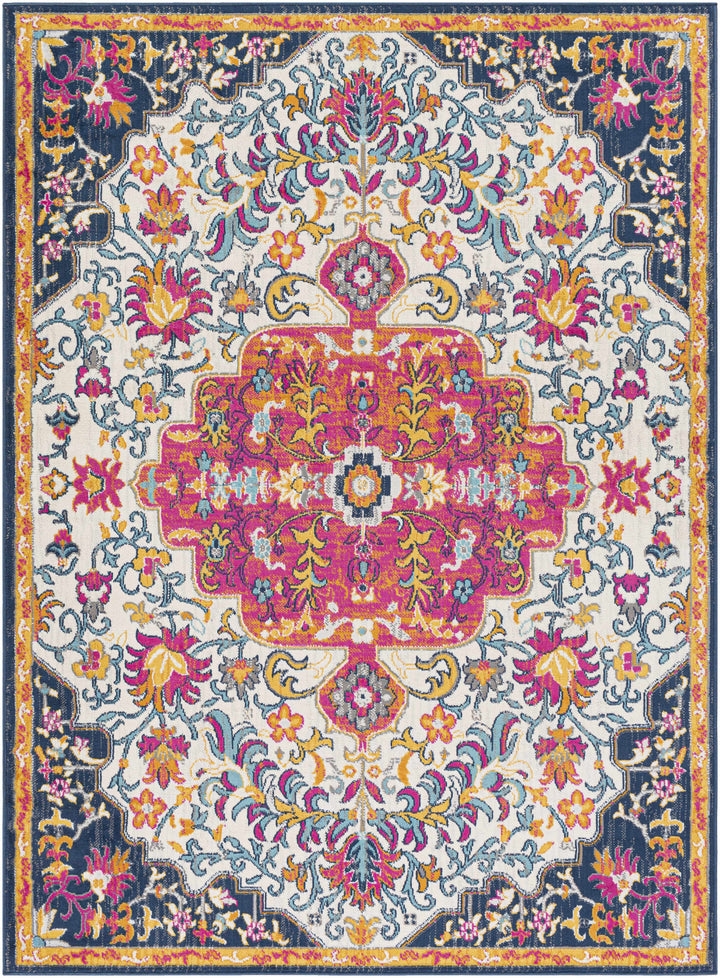 Kialla Pink And Blue Traditional Style Area Rug