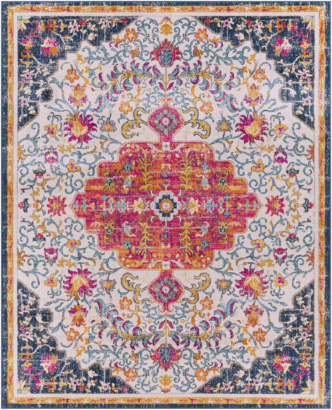 Kialla Pink And Blue Traditional Style Area Rug