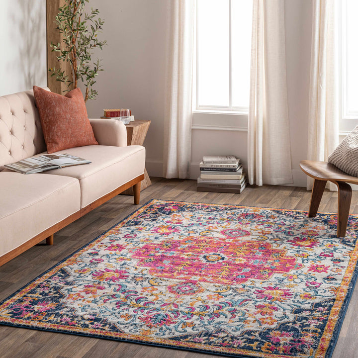 Kialla Pink And Blue Traditional Style Area Rug