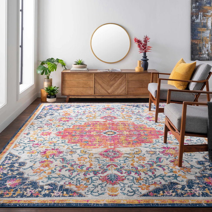 Kialla Pink And Blue Traditional Style Area Rug