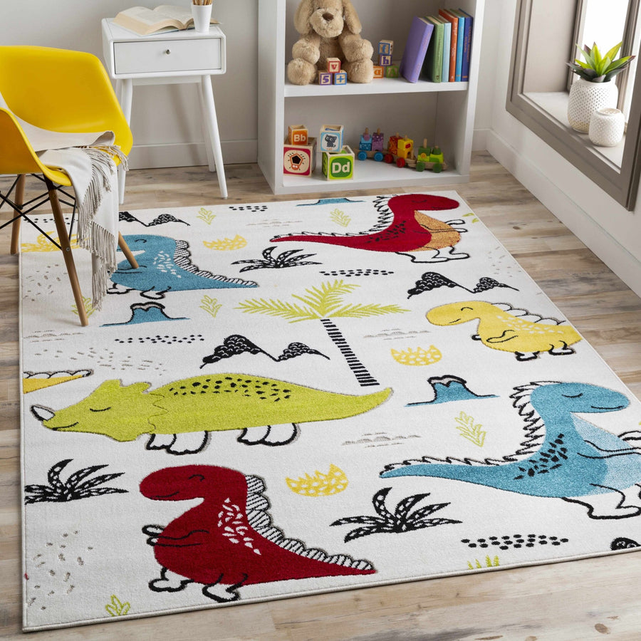 Kids Dianosour Colorful Jungle Playroom Area Rug - The Rug Decor