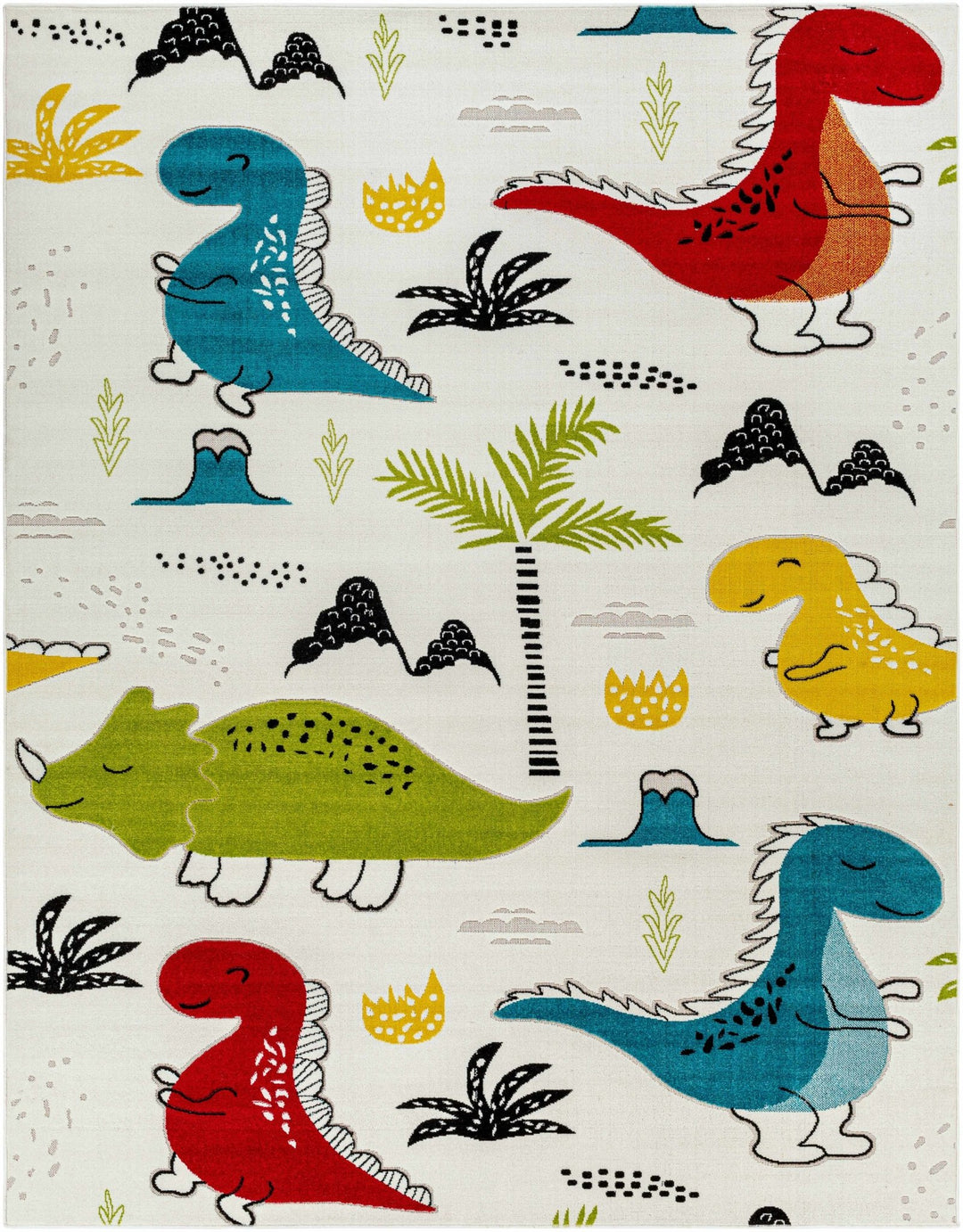Kids Dianosour Colorful Jungle Playroom Area Rug - The Rug Decor