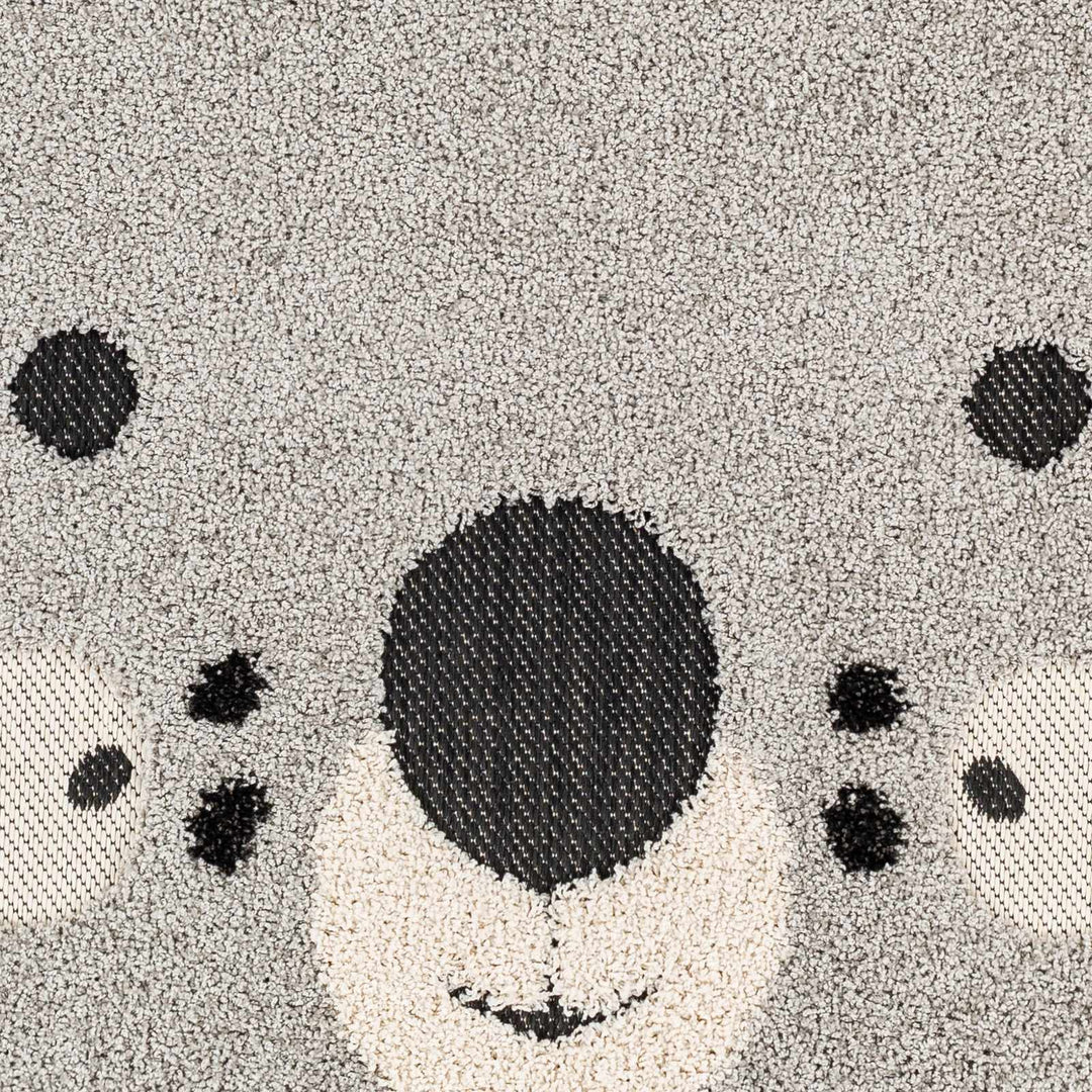 Kids Koala Gray, Black and Beige high low Texture out door safe Round Rug - The Rug Decor
