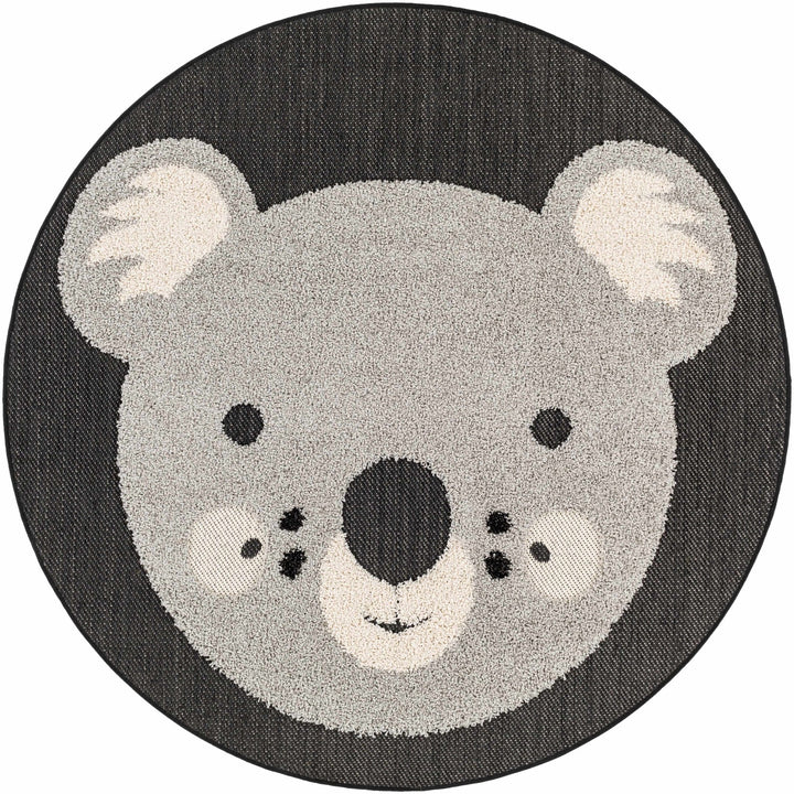 Kids Koala Gray, Black and Beige high low Texture out door safe Round Rug - The Rug Decor
