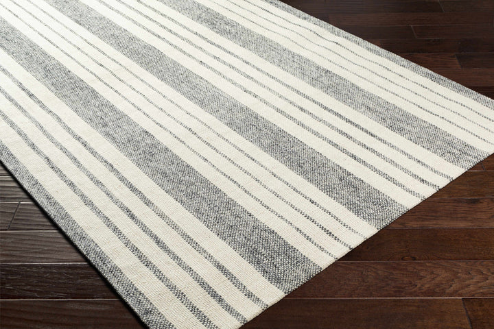 Kilmore Ivory And Gray Modern Stripe Design Hand Woven Area Rug
