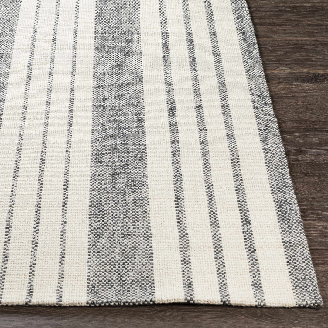 Kilmore Ivory And Gray Modern Stripe Design Hand Woven Area Rug