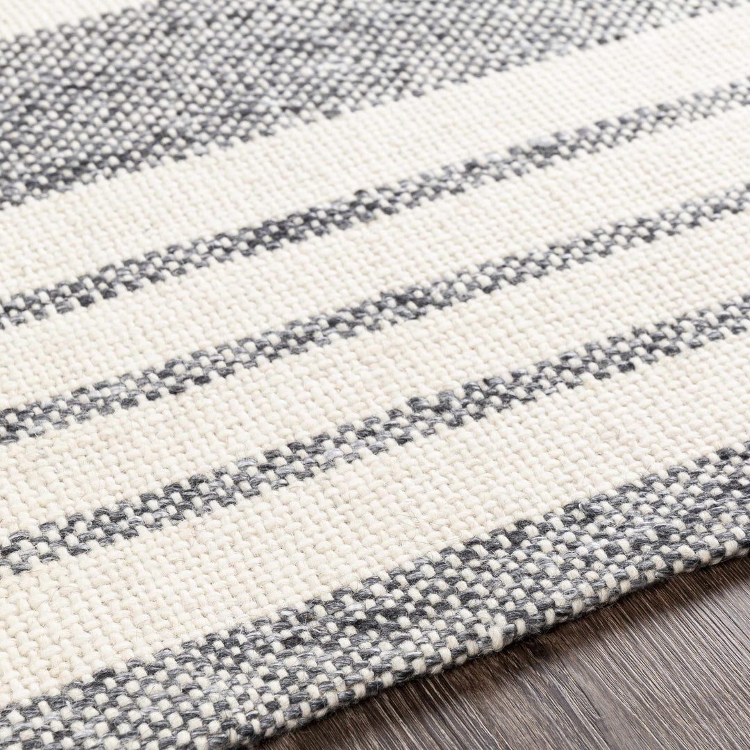 Kilmore Ivory And Gray Modern Stripe Design Hand Woven Area Rug