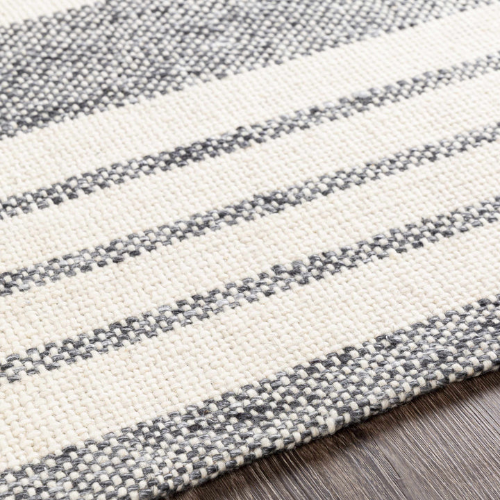 Kilmore Ivory And Gray Modern Stripe Design Hand Woven Area Rug