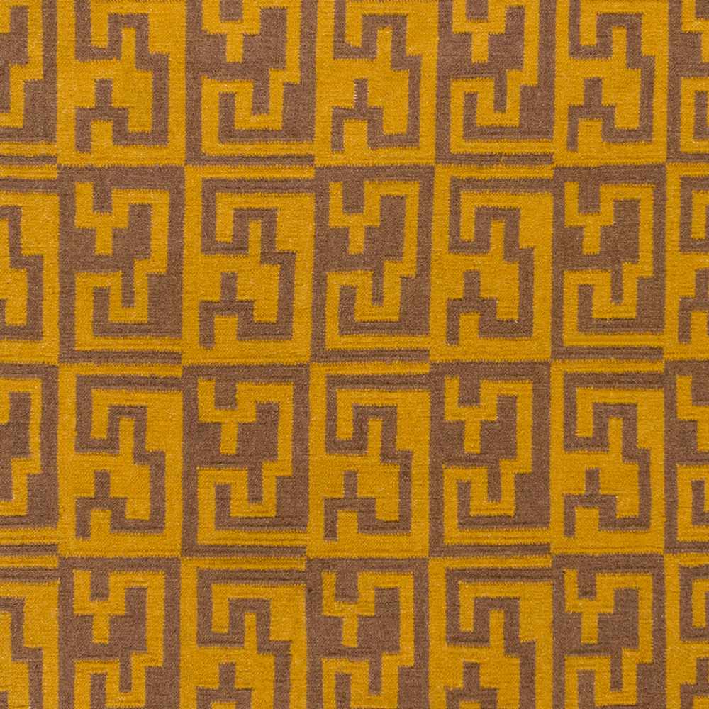Kimberton Mustard And Brown Modern Geometrical Hand Woven Area Rug - The Rug Decor