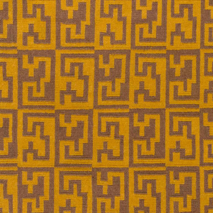 Kimberton Mustard And Brown Modern Geometrical Hand Woven Area Rug - The Rug Decor