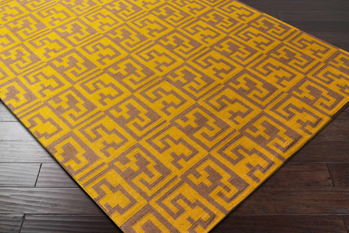 Kimberton Mustard And Brown Modern Geometrical Hand Woven Area Rug - The Rug Decor