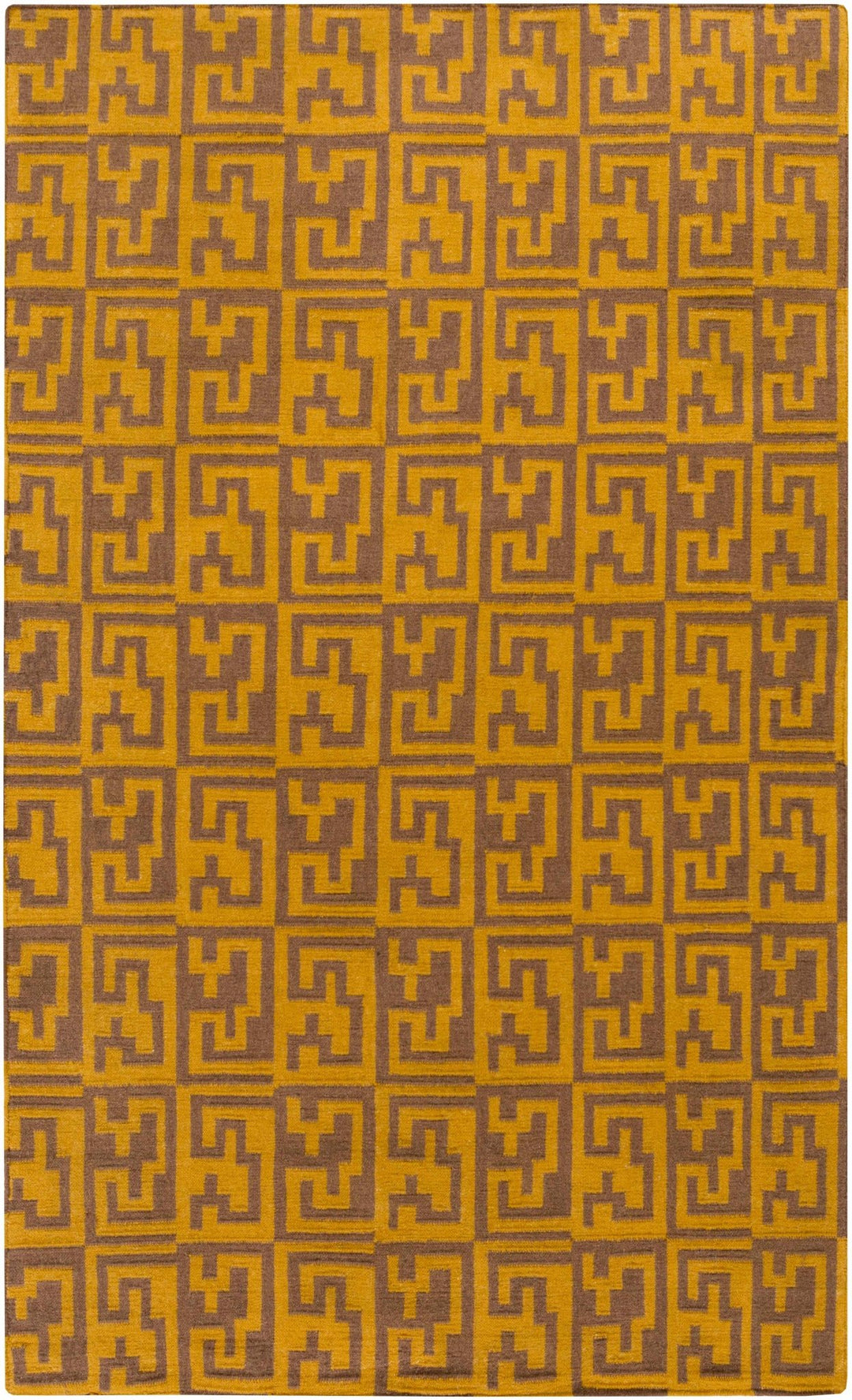 Kimberton Mustard And Brown Modern Geometrical Hand Woven Area Rug - The Rug Decor