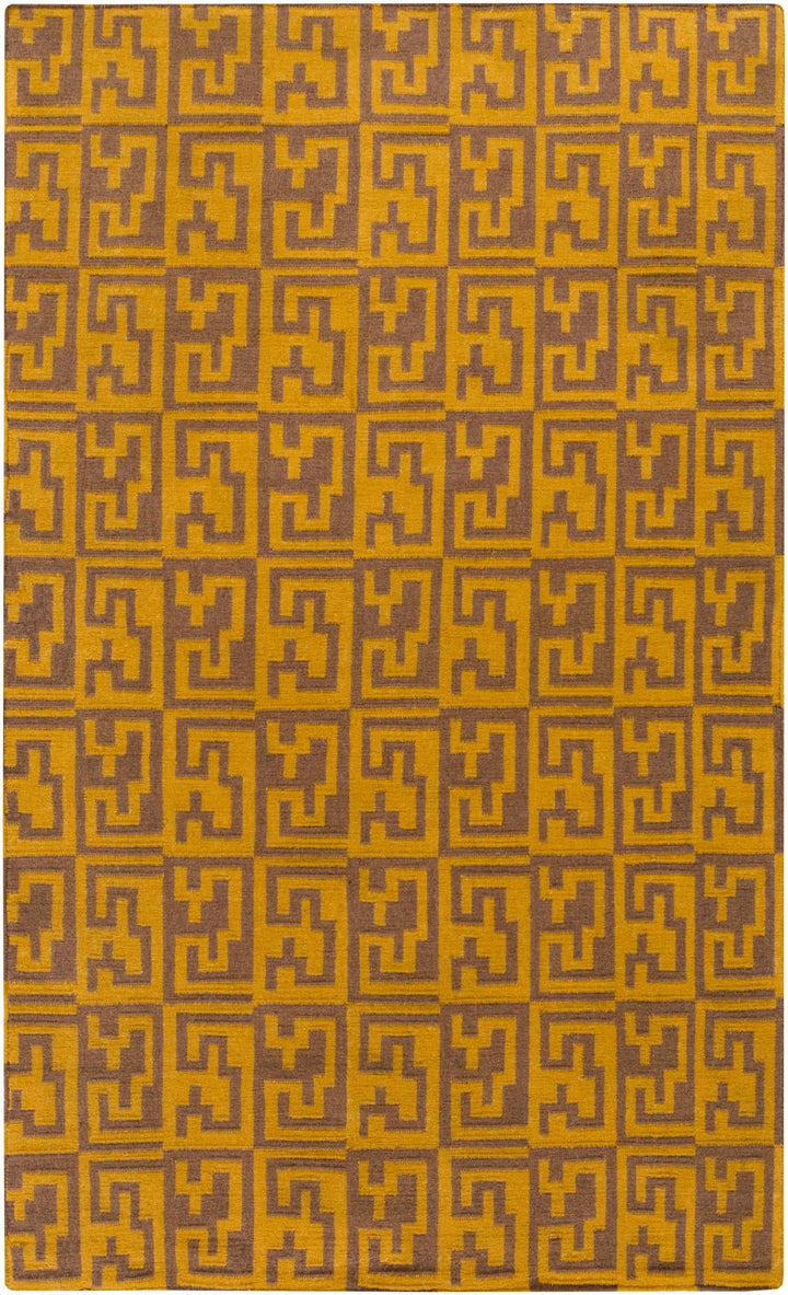Kimberton Mustard And Brown Modern Geometrical Hand Woven Area Rug - The Rug Decor