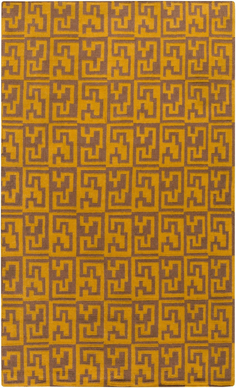 Kimberton Mustard And Brown Modern Geometrical Hand Woven Area Rug - The Rug Decor