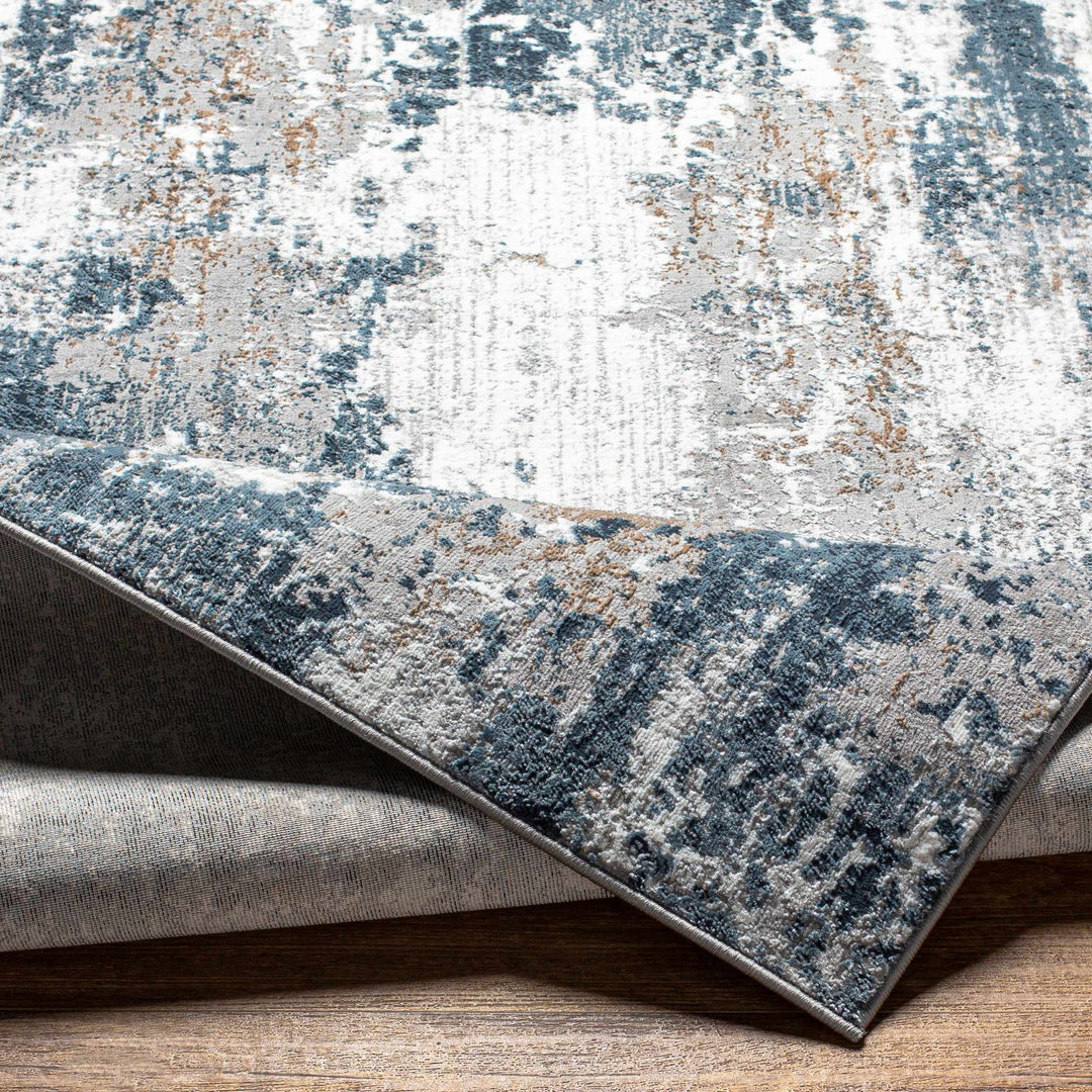 Kipkelion Modern Abstract Design Blue And Gray Area Rug - The Rug Decor