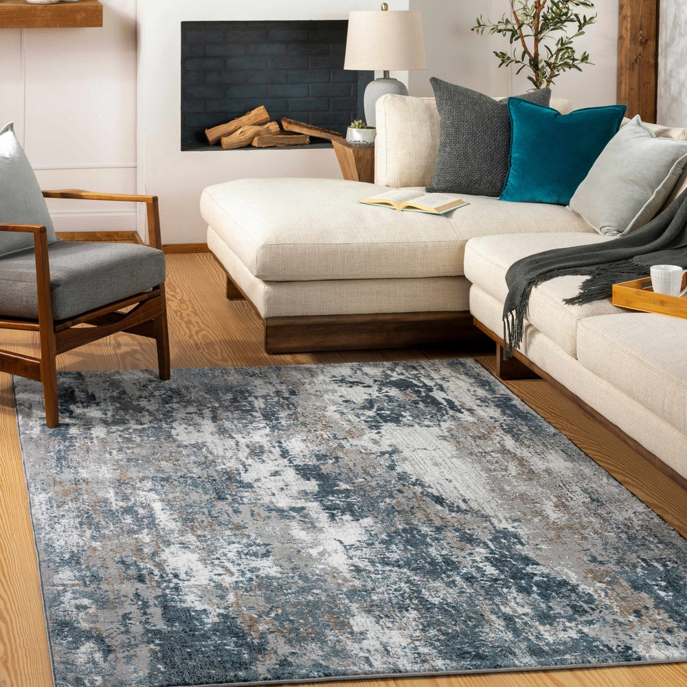 Kipkelion Modern Abstract Design Blue And Gray Area Rug - The Rug Decor