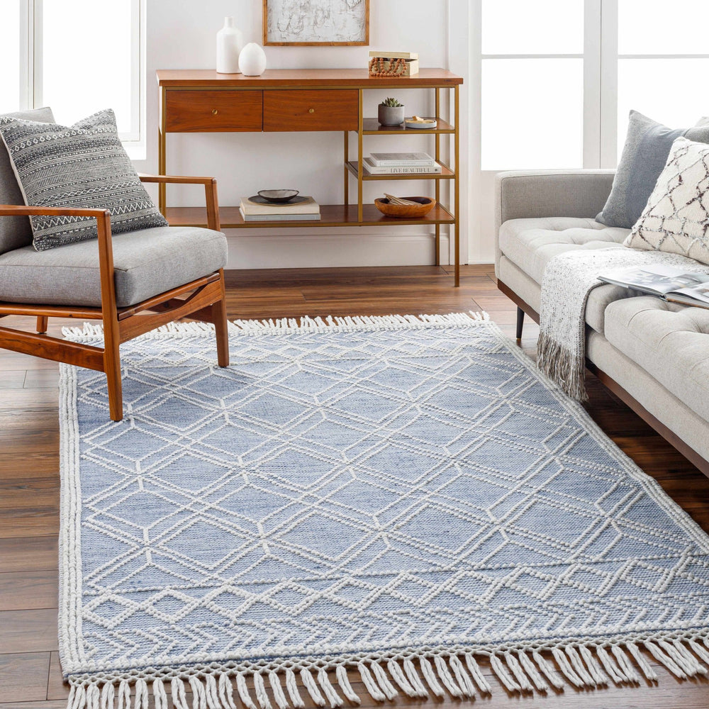 Kipp Modern Geometric Design Blue Hand Woven Rug - The Rug Decor