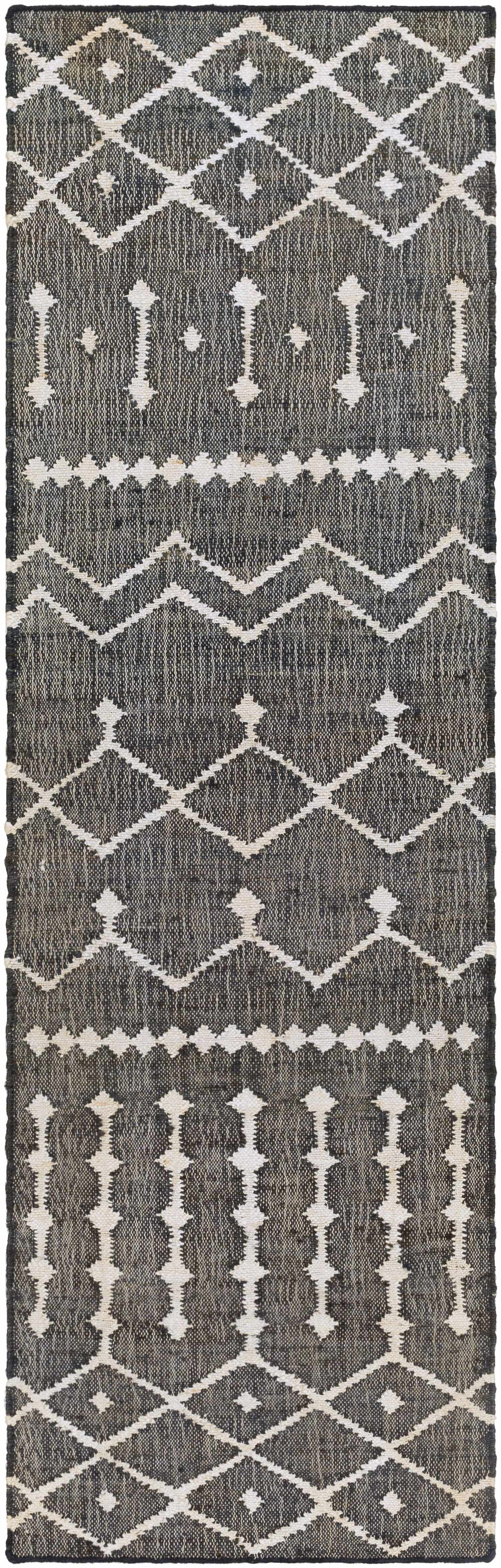 Kirton Modern Geometrical Ivory And Charcoal Hand Woven Area Rug