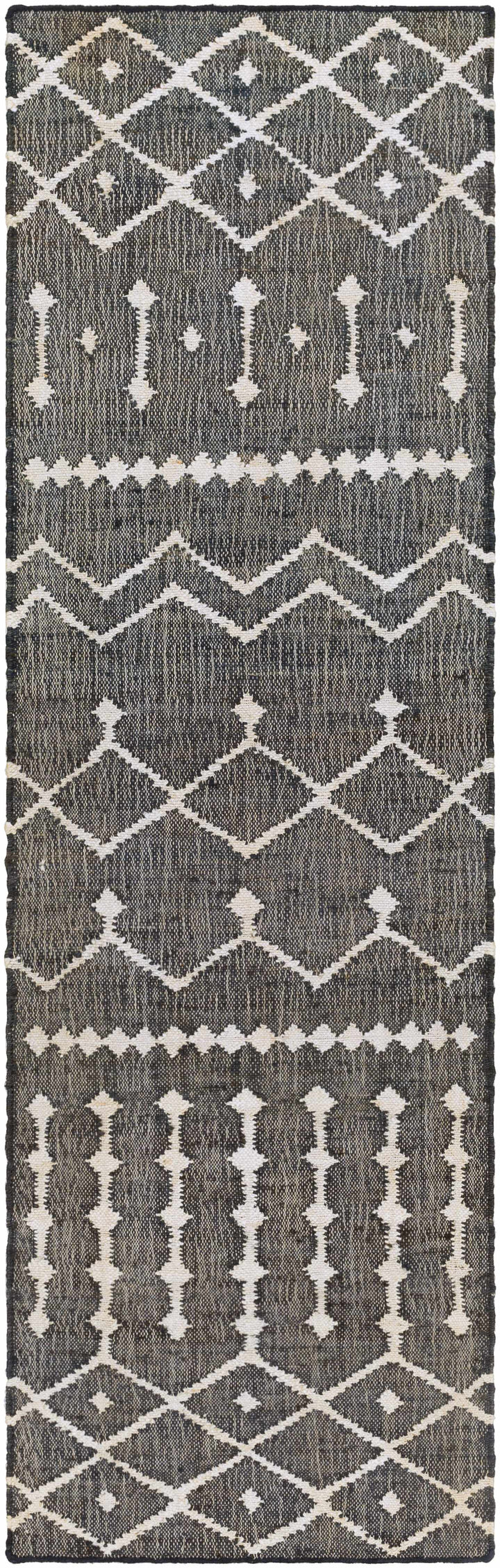Kirton Modern Geometrical Ivory And Charcoal Hand Woven Area Rug