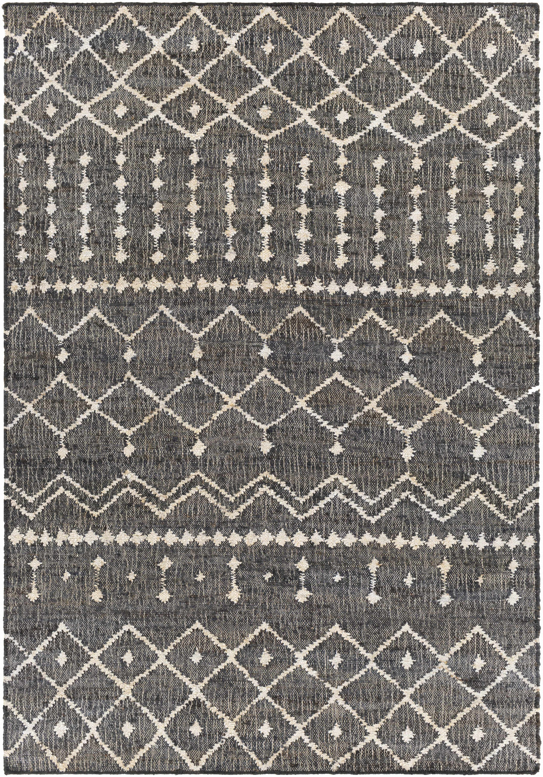 Kirton Modern Geometrical Ivory And Charcoal Hand Woven Area Rug
