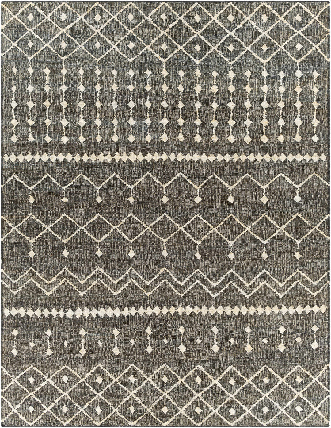 Kirton Modern Geometrical Ivory And Charcoal Hand Woven Area Rug