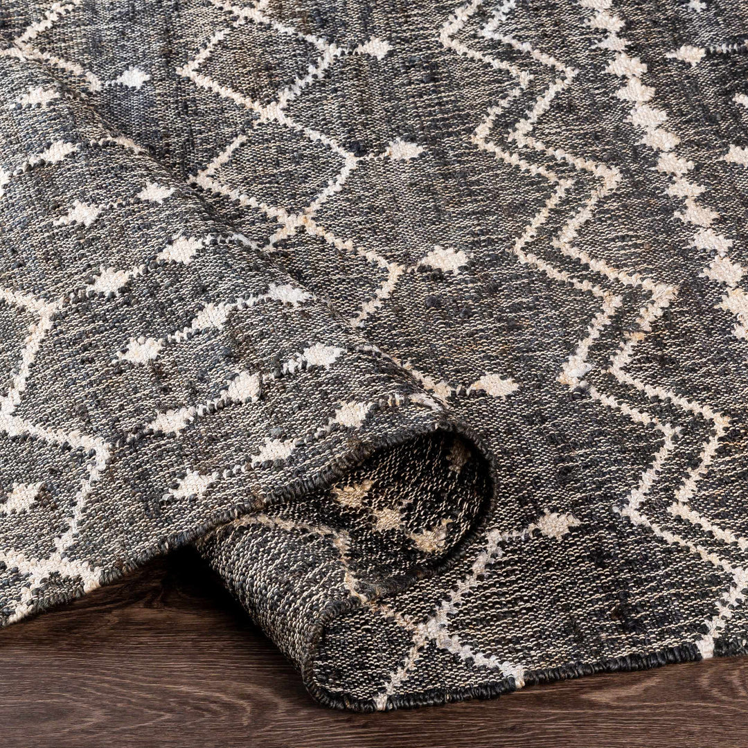 Kirton Modern Geometrical Ivory And Charcoal Hand Woven Area Rug
